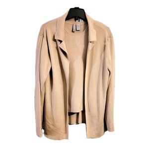 Collection By Cherokee Tan Knit Cardigan With Matching Tank Top Size XL Neutral